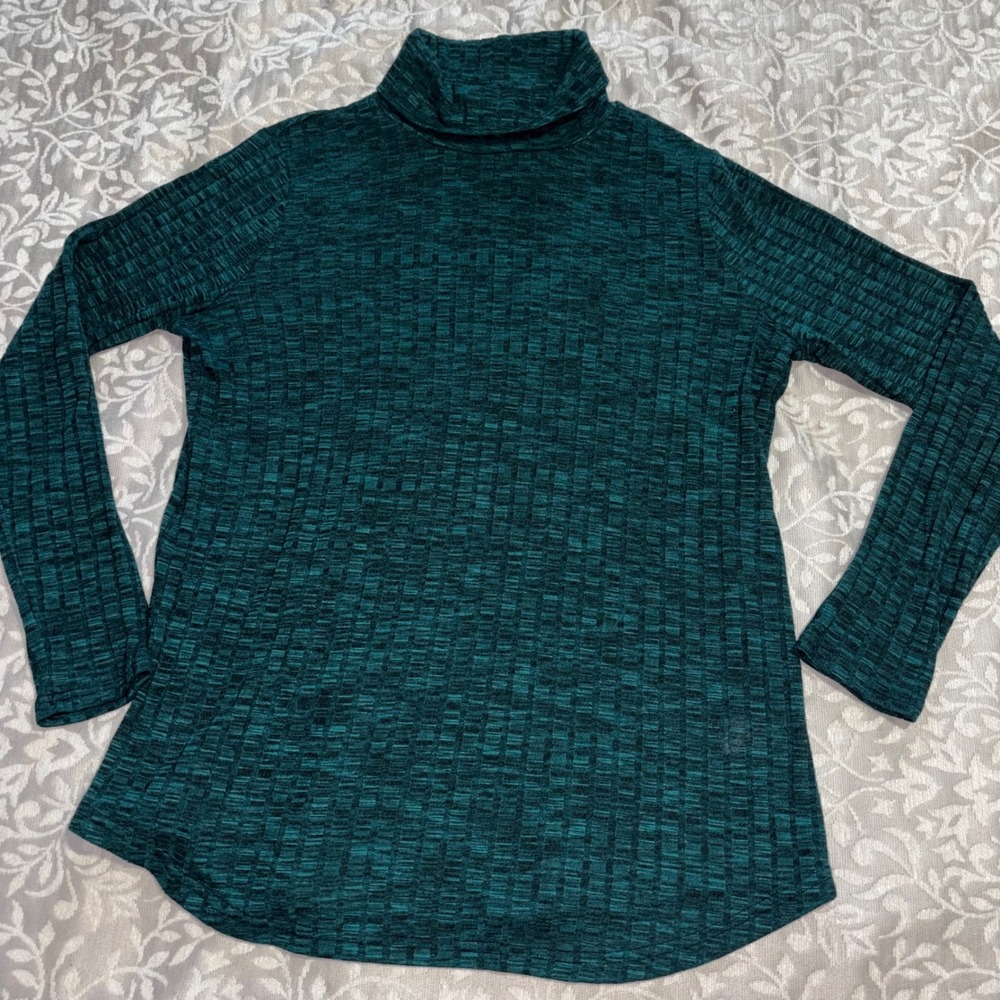 Croft & Barrow Ribbed Longsleeve Turtleneck‎ Lightweight Sweater Green (E7-HP)